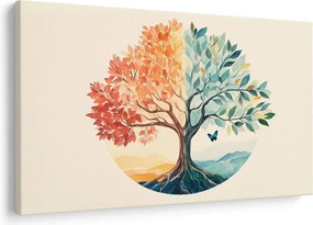 Obraz – Duálny strom s motýľom (90x60 cm)
