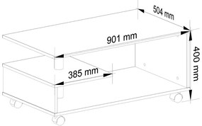 Konferenčný stolík na kolieskach Vini biely