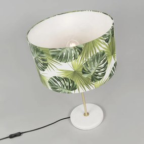 Moderná stolná lampa mosadz s tienidlom z listov 35 cm - Kaso