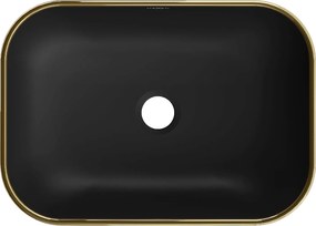 Mexen Rita, umývadlo na dosku 45x32x14 cm, čierna matná-zlatý vzor, 21084579