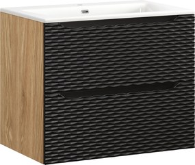 Comad Kúpeľňová skrinka s keramickým umývadlom Ocean Black 70 cm - čierna mat