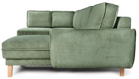 Svetlozelená menčestrová rozkladacia rohová pohovka (ľavý roh/do tvaru "U") Tori – Bonami Selection