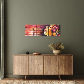 Obraz - Spomienky na leto (s hodinami) (90x30 cm)