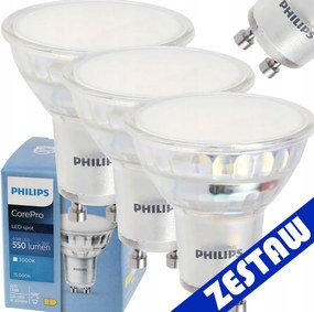 SADA 3x žiarovka Philips GU10 4,9W 550lm 112lm/W 3000K EyeComfort CorePro