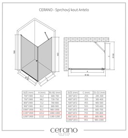CERANO - Sprchovací kút Antelo L/P - chróm, transparentné sklo - 110x90 cm - krídlový, CER-CER-8050BD133