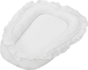 Ľanové hniezdo pre bábätko s volánom biela