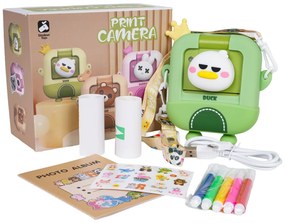 Detský fotoaparát s tlačiarňou – Medveď alebo Kačka + fixky a nálepky Tvar: Kačka