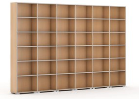 Knižnica SILVER LINE, 6 stĺpcov, 2230 x 3600 x 400 mm, buk