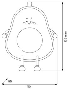 LED Stmievateľné nabíjateľné detské nočné svetlo AVOCADO LED/1W/5V 1200 mAh