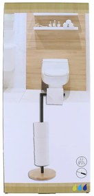 Stojan na toaletný papier Black Bamboo, čierna/s drevenými prvkami, o