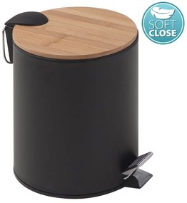Gedy Gedy, KENTA odpadkový koš 3l, Soft Close, čierna mat/bambus, 1309
