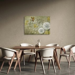 Sklenený obraz - Púpavy unášané vetrom (70x50 cm)