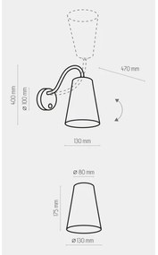 Nástenná lampa WIRE 1xE27/15W/230V čierna/zlatá