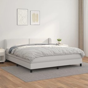 Boxspring posteľ s matracom biela 180x200 cm umelá koža 3127266