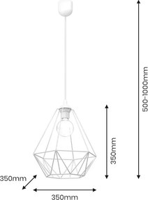 Závesné svietidlo Basket, 1x biele drôtené tienidlo, w