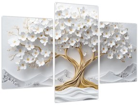 Obraz – 3D elegantný strom života plný kvetov (90x60 cm)