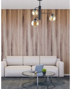 Luster na tyči FLEX 3xE27/60W/230V čierna/dymová béžová