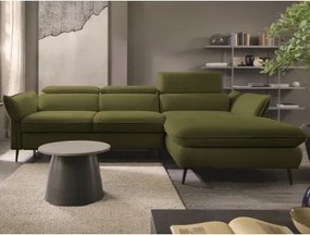 Rohová sedacia súprava Mango, machovo zelená látka, pravý roh%