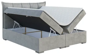 Manželská posteľ Boxspring 180 cm Mirage (svetlosivá) (s matracom a úl. priestorom). Akcia -20%. Vlastná spoľahlivá doprava až k Vám domov. 1043420