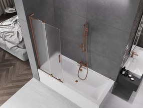 Mexen Velar L, 2-krídlová posuvná vaňová zástena 80 x 150 cm, 8mm sklo námraza, ružové zlato, 896-080-003-31-60