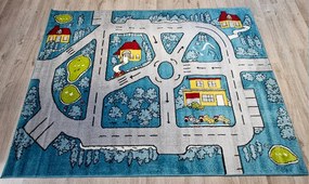 Detský koberec s motívom ihriska Kids Cesta 304 – modrý Rozmer: 60x100 cm