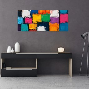 Obraz - Maľba farebných štvorcov (120x50 cm)