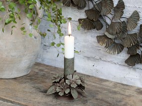 Mosadzný antik kovový svietnik na úzku sviečku s kvetmi Flower - 10*6*10cm