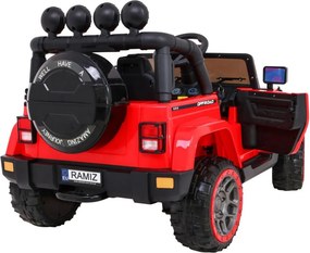 Ramiz Detské terénne auto Full Time 4WD červené na diaľkové ovládanie + pohon 4x4 + LED audio + úložný priestor