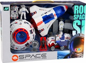 LEAN Toys Sada Vesmírne UFO, raketoplán, výskumné vozidlo, satelit, astronauti