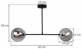 Stropné svietidlo Paris , 2x grafitové sklenené tienidlo, (výber zo 4 farieb uchytenia)