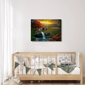 Sklenený obraz Chalupku v rozprávkovej krajine (70x50 cm)