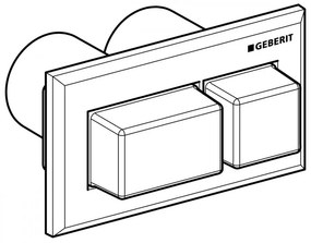 GEBERIT pneumatické podomietkové tlačítko pre dvojité splachovanie, oddialené ovládanie, hranatý dizajn, vyčnievajúce, lesklý chróm, 116.052.21.1