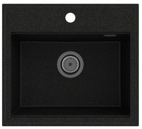Gamma Modern 5055, 1-komorový granitový drez 560x500x210 mm, čierna so zlatými bodmi, GMA-ZM-55-GD