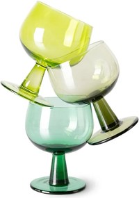 Set 4ks zelený pohár na víno na nízkej nohe The Emeralds - Ø 8*11cm/ 250ml