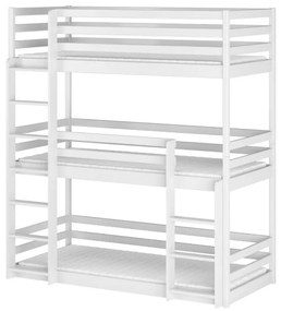 Detská trojposchodová posteľ TEDDY - 200x90 cm - biela