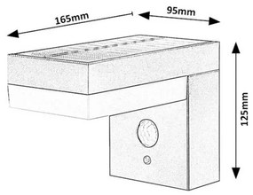 Rabalux 77009 solárne vonkajšie nástenné svietidlo Zrebar, so senzorom