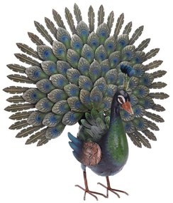 Záhradná kovová figúrka Peacock, 63x65 cm, viacfarebná