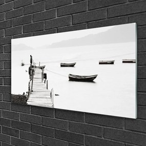 Obraz na skle Most loďky architektúra 120x60 cm