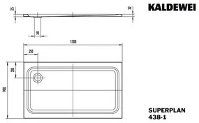 Sprchová vanička KALDEWEI Superplan XXL 900 x 1300 x 25 mm alpská biela Protišmyková povrchová úprava Matná 433800012711
