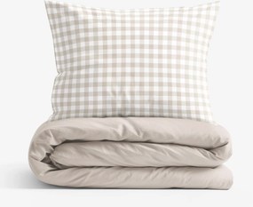 Goldea bavlnené posteľné obliečky duo - kocky s latte 140 x 220 a 70 x 90 cm