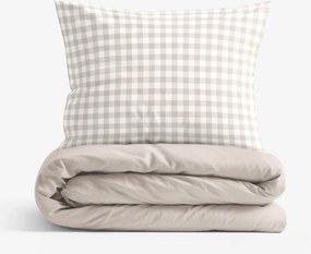 Goldea bavlnené posteľné obliečky duo - kocky s latte 140 x 200 a 70 x 90 cm