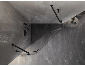 Mexen Lunar, päťuholníkový sprchový kút s ľavým sklonom 80 x 80 cm, 8mm číre sklo, čierny profil, 831-080L-080P-70-00-L