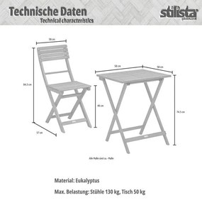 STILISTA záhradný bistro set 2 stoličky + stôl, drevo