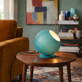 Retro stolná lampa modrá so sklom - Mabel