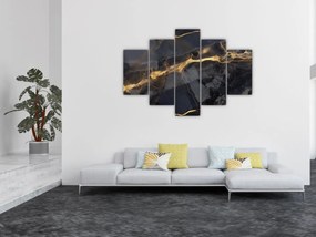 Obraz - Čierno - zlatý dekor (150x105 cm)