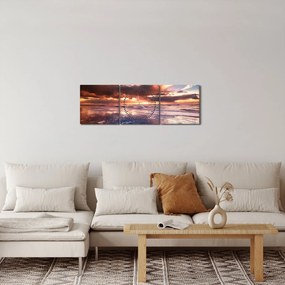 Obraz - Večerná pláž (s hodinami) (90x30 cm)