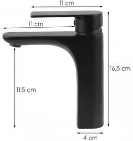 Erga Remi, umývadlová batéria h-165, čierna matná, ERG-YKA-BU.REMI36-BLK