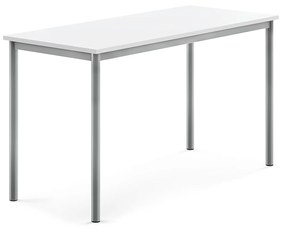 Stôl SONITUS, 1400x600x760 mm, HPL - biela, strieborná