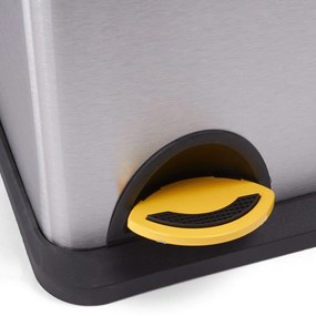 Oceľový odpadkový kôš 18+8 l na triedený odpad/nášľapný v matne striebornej farbe Tri Selectif – MSV