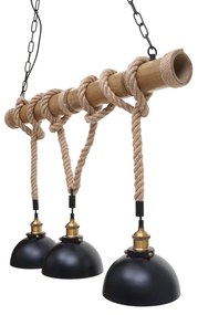 Závesné svietidlo H82 industrial, kupola 3 74201 - kov / bambus - Čierna